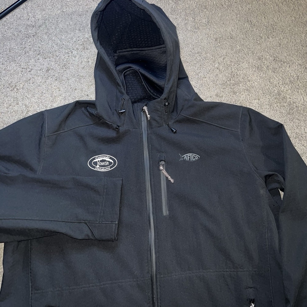 AFTCO Reaper Softshell Hoodie Jacket 2XL Black.  RN# 77697.